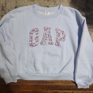 GAP Pastel Blue Sweatshirt with Floral Lettering